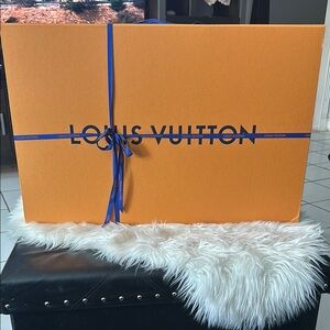 Louis Vuitton Orange Gift Box with Blue Ribbon